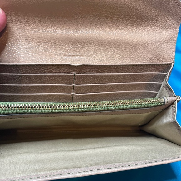 Chloe Color-block Long Wallet VGC Greens and Beige Leather - Picture 6 of 12